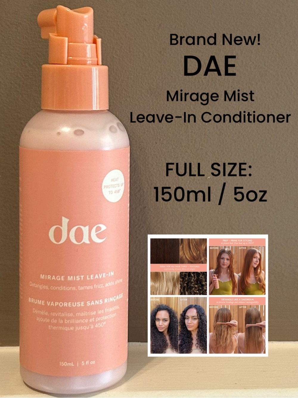 NWT Full Size! 5oz DAE Mirage Mist Leave-In Hair Conditioner